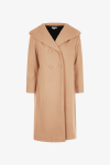 Long hooded coat with shawl collar