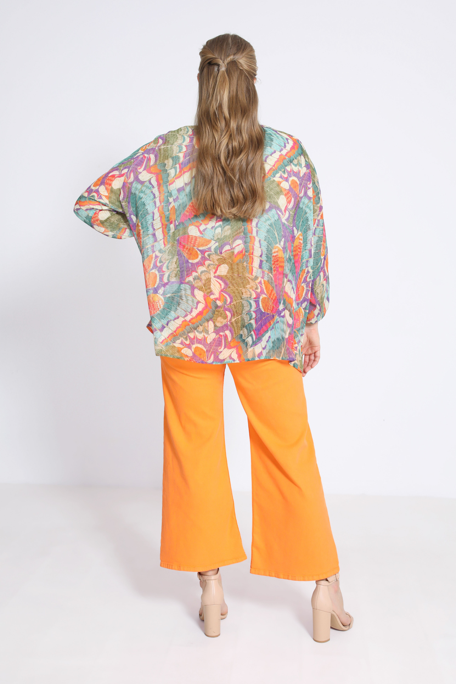 Printed voile blouse lined with a plain top