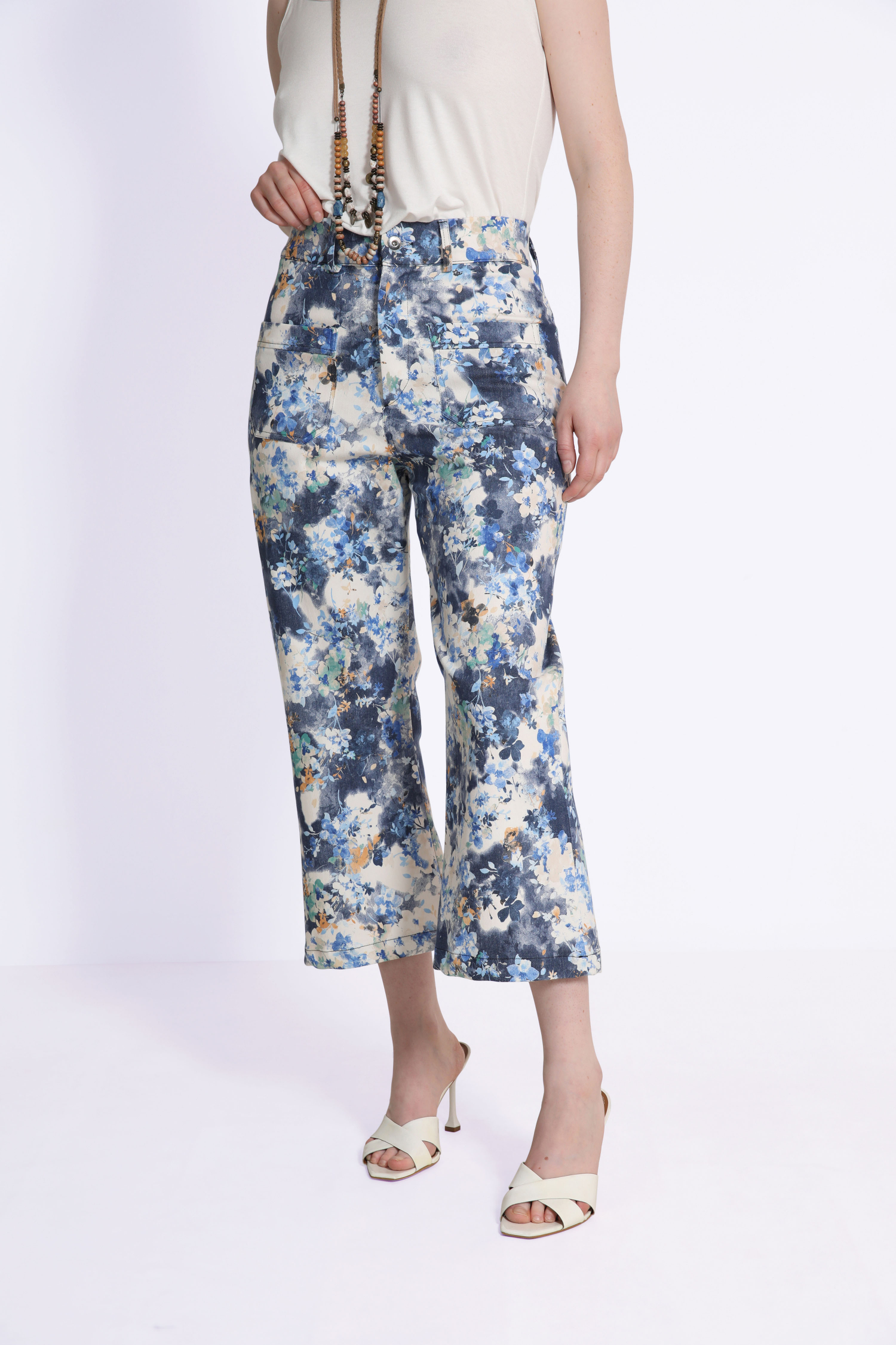 Pantalon 7/8 en coton imprimé