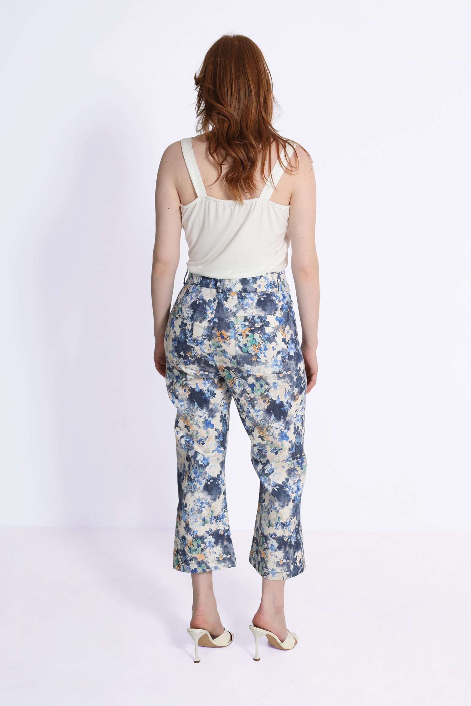 Pantalon 7/8 en coton imprimé