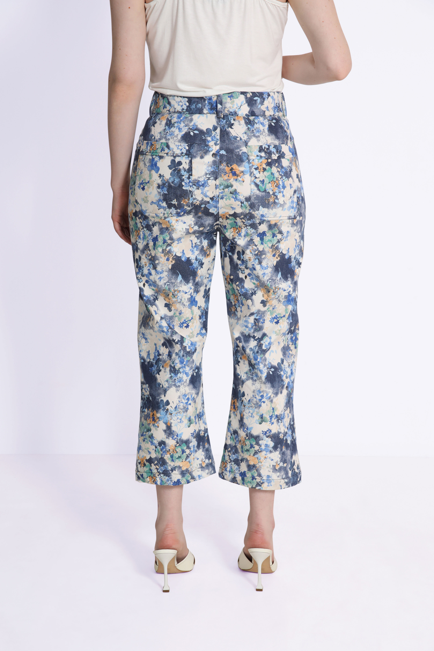 Pantalon 7/8 en coton imprimé