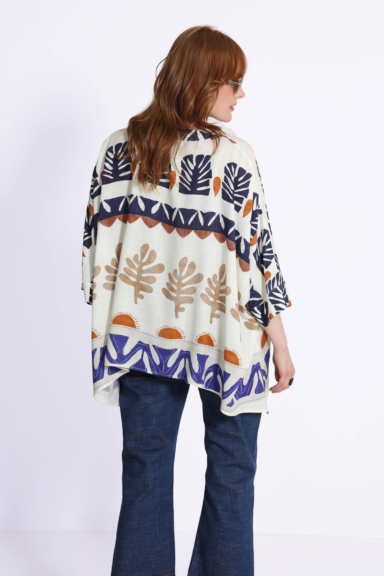 Chemise oversize imprimé motif avec base