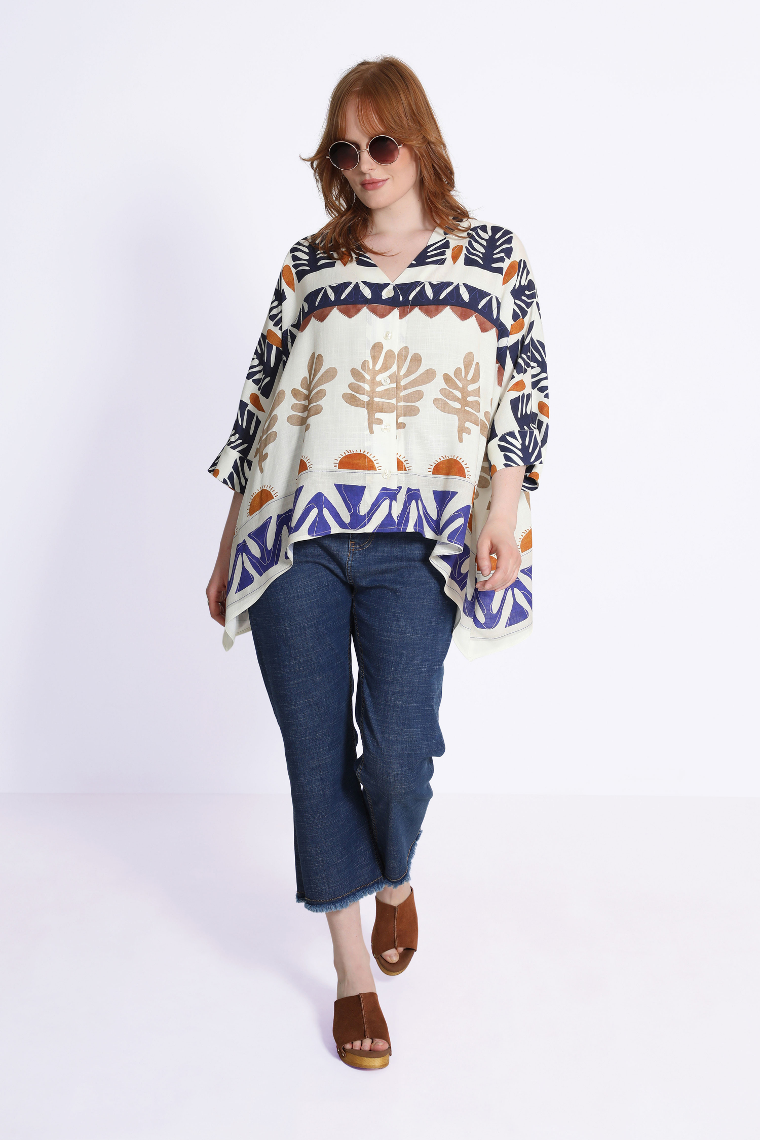 Chemise oversize imprimé motif avec base