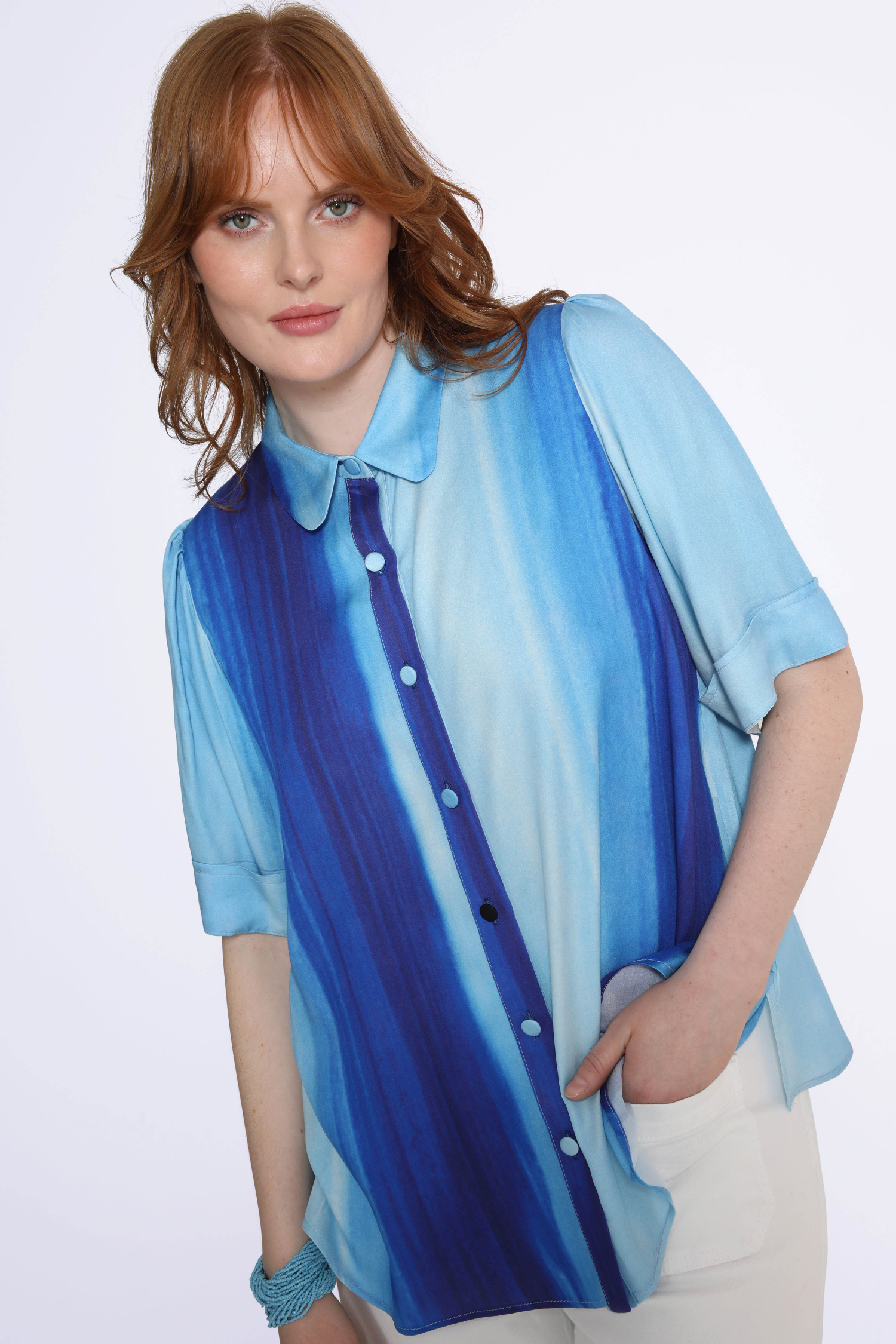 Chemise trapéze en imprimé tie n dye