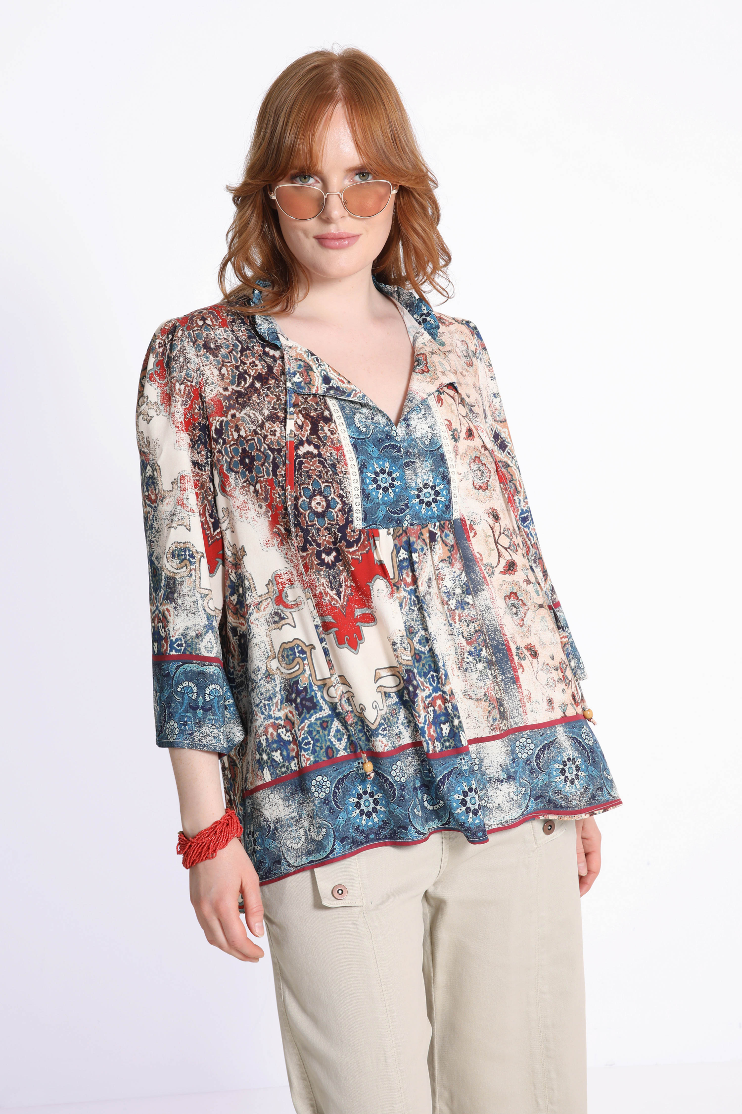 Blouse en imprimé avec un galon