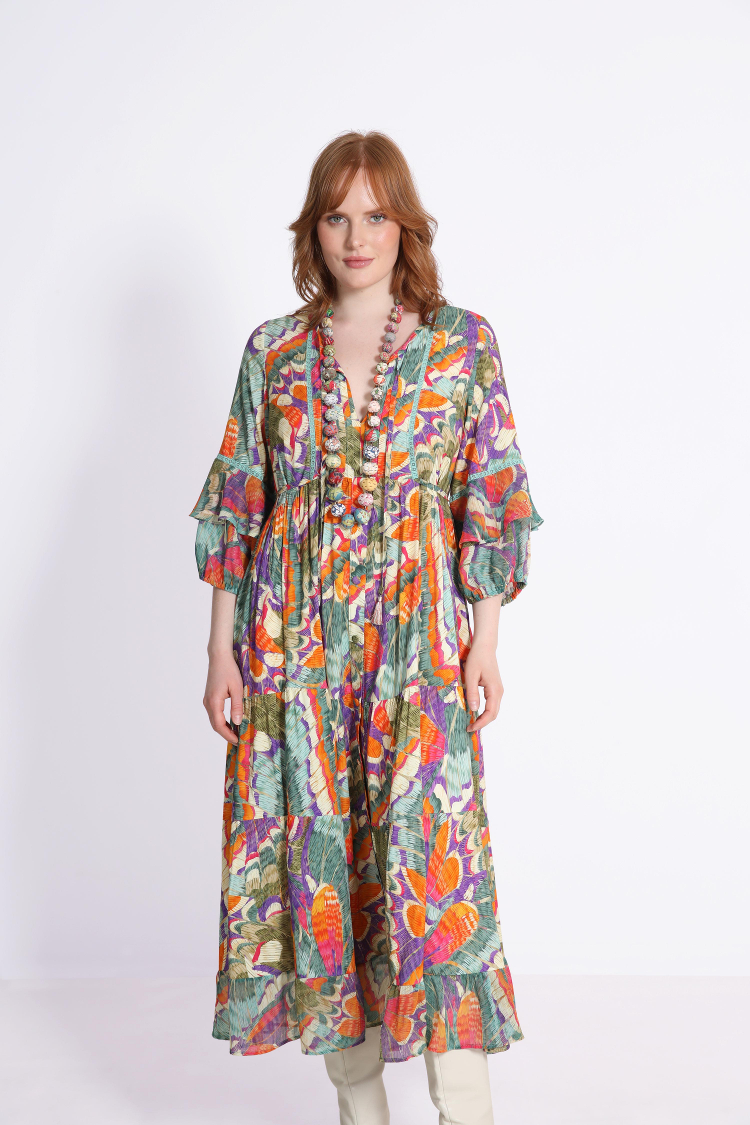 Robe longue en imprimé avec plaston