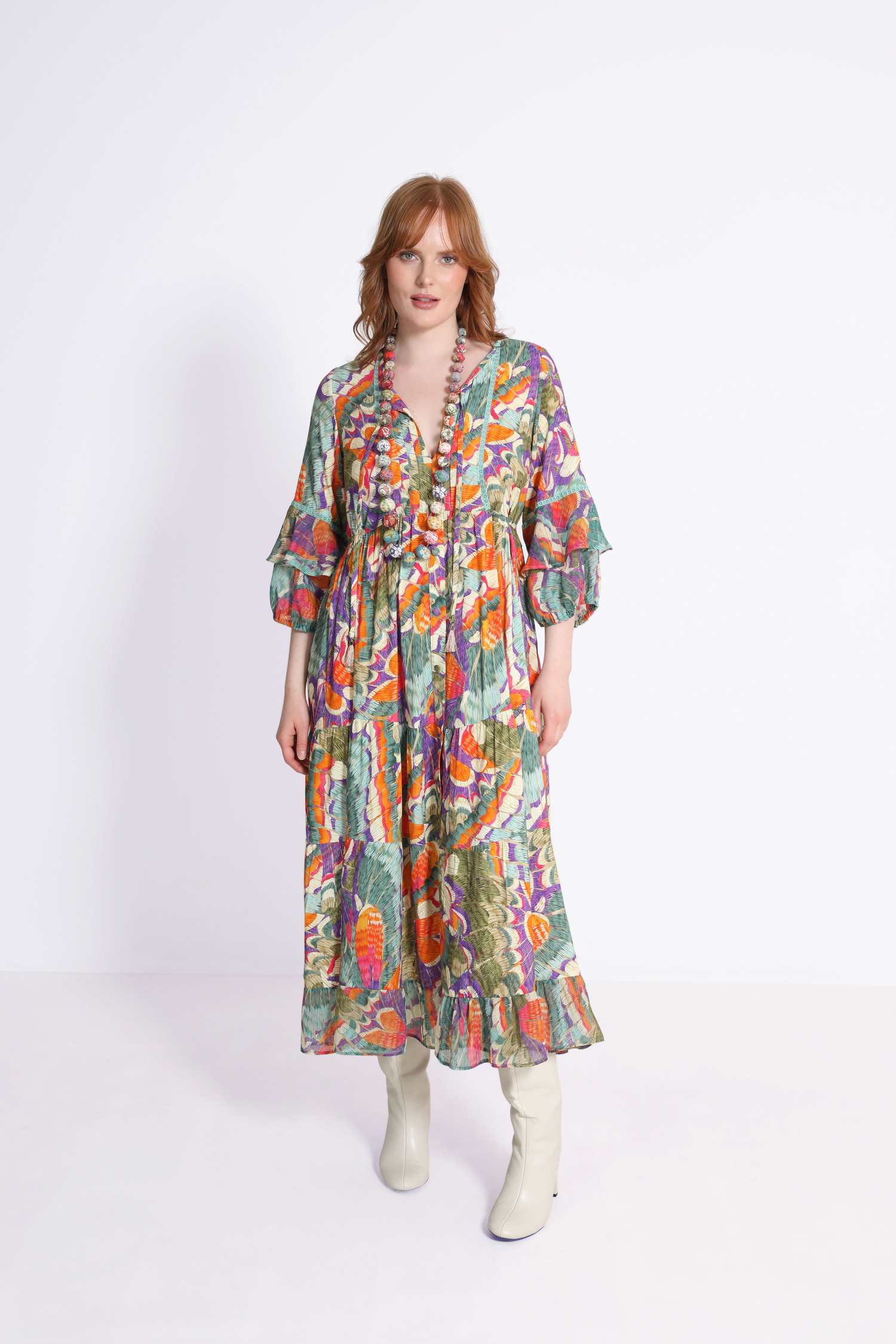 Robe longue en imprimé avec plaston