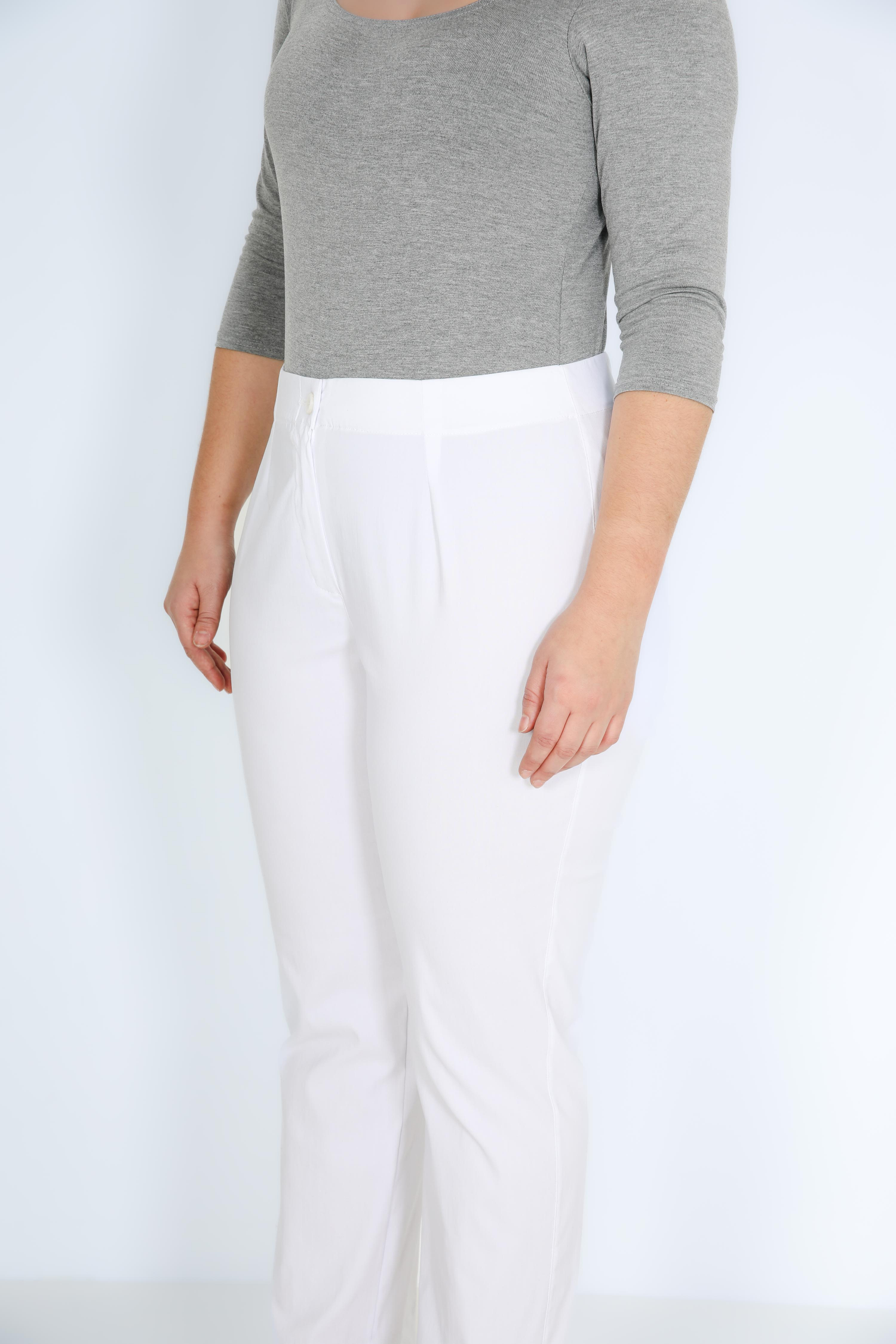 Eco-responsible bengaline pants with ribbed cutout on the back
