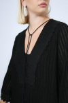 Embossed voile blouse with tone/tone stripe effect