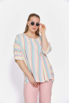 Oversized striped blouse with eyelets