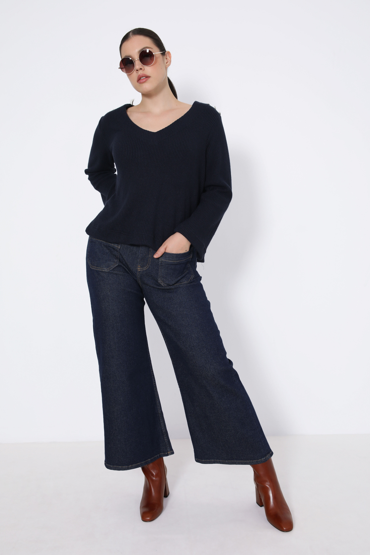 jeans brut de style évasé