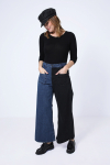 two-tone flared style jeans