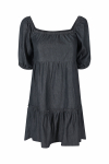 Denim dress with square collar