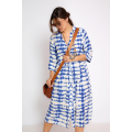 Long tie-dye printed viscose dress