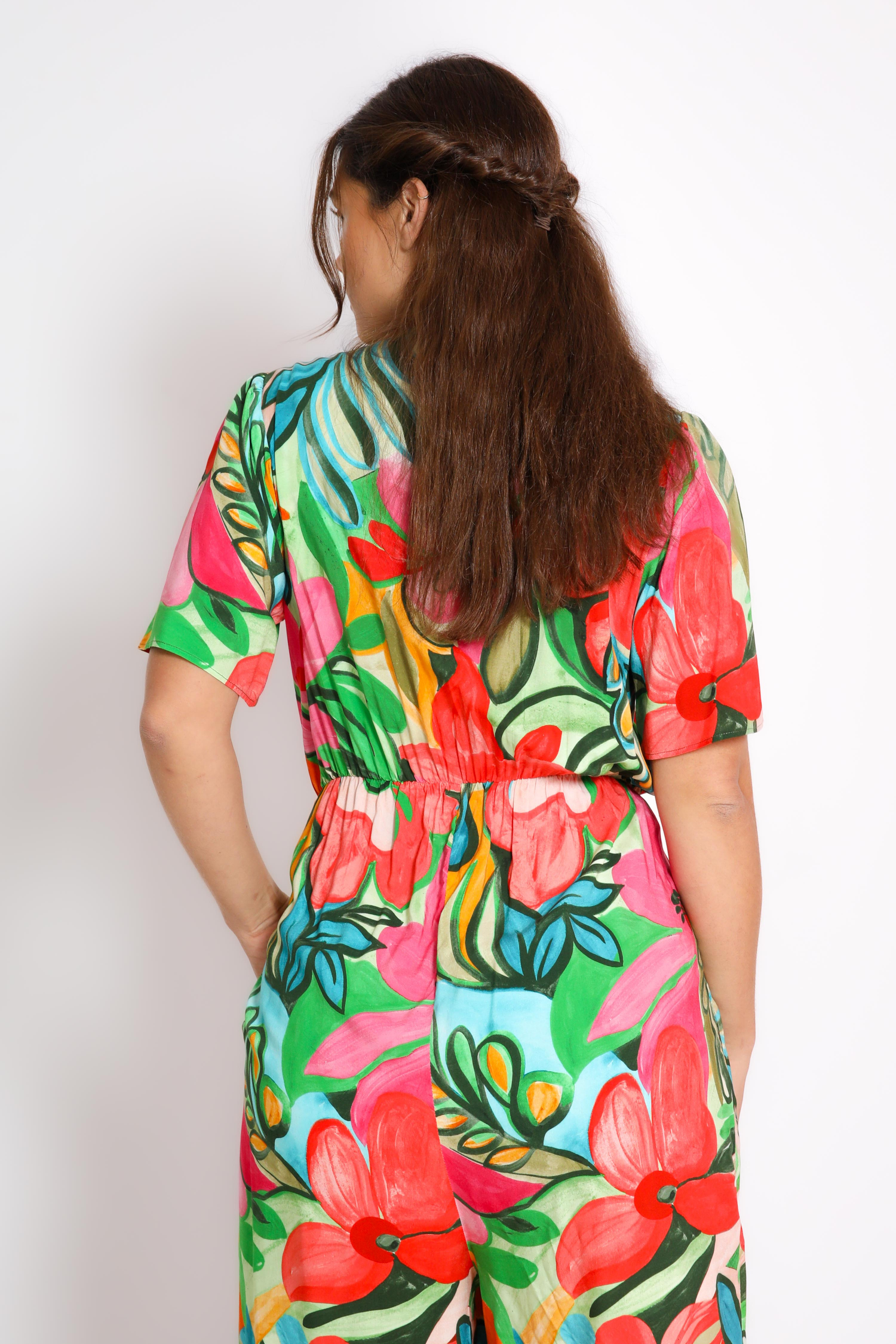 Printed viscose jumpsuit