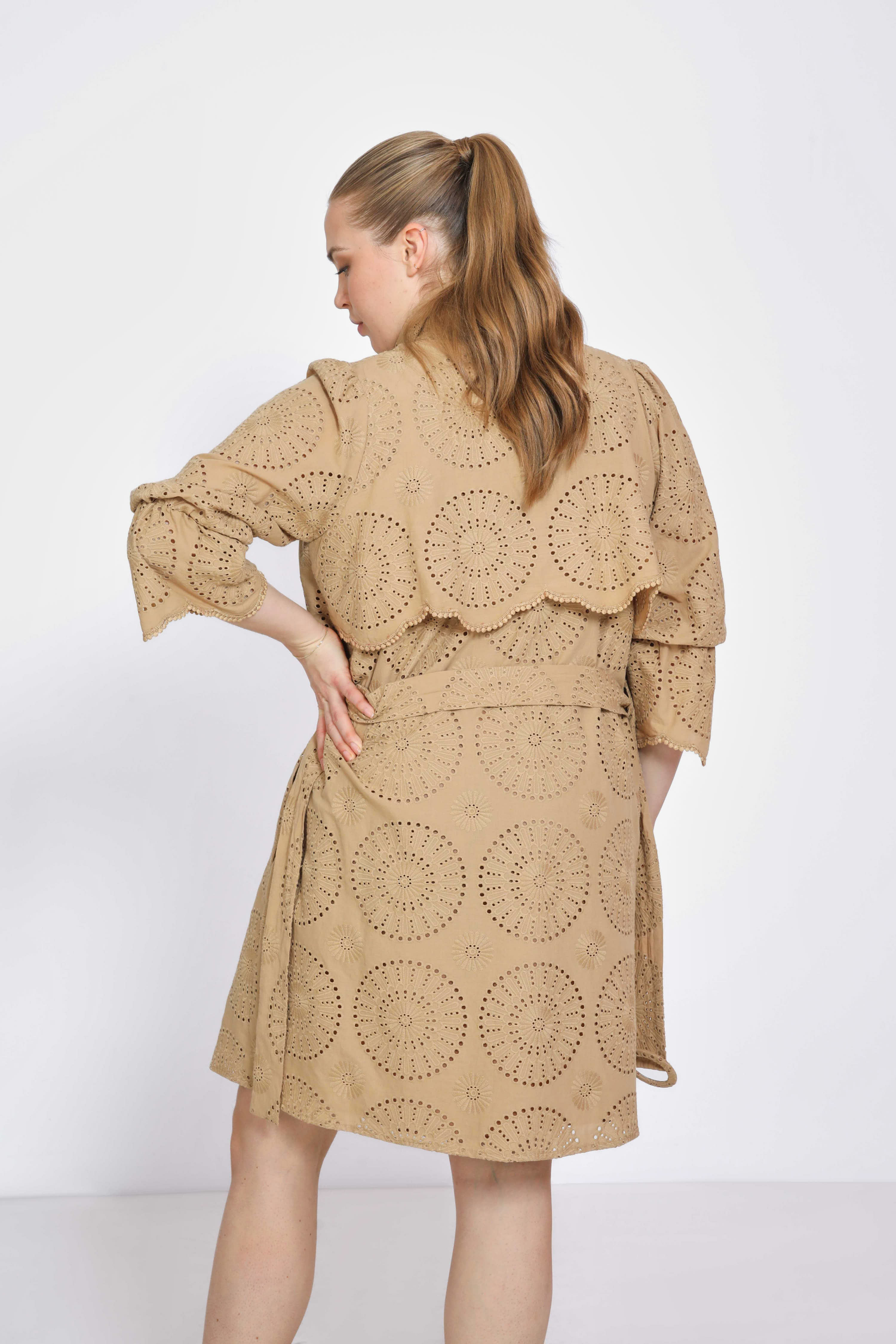 Embroidered cotton voile coat