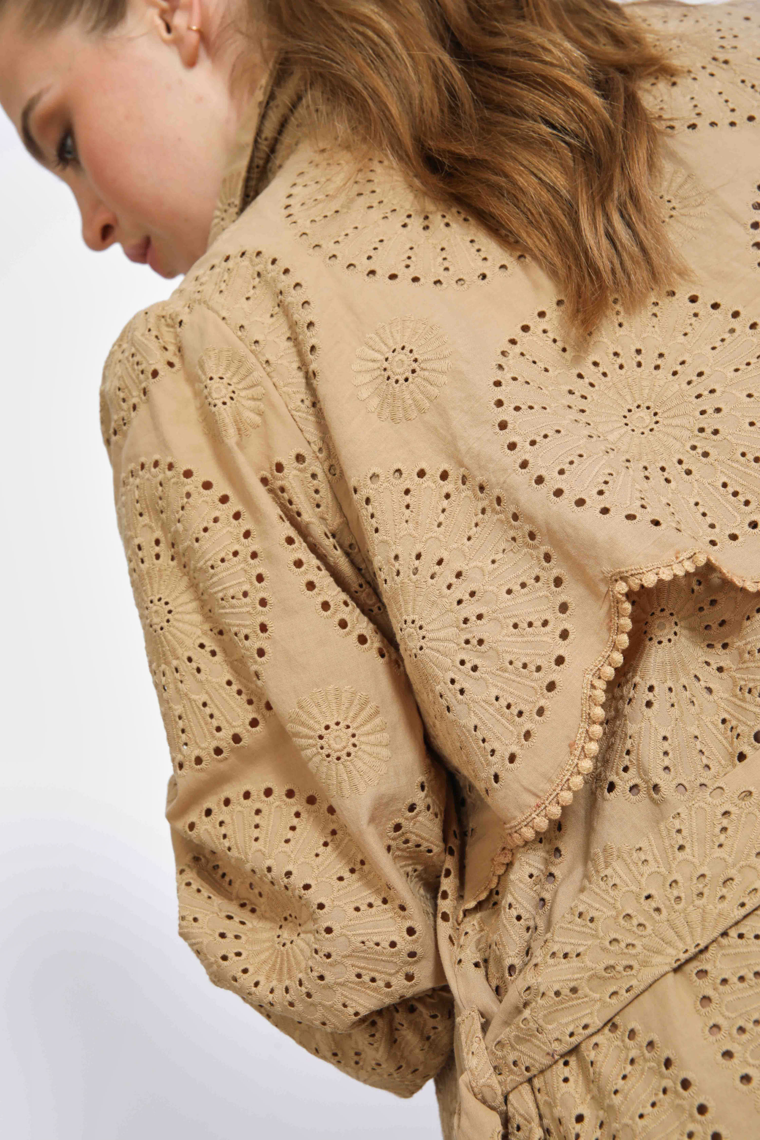 Embroidered cotton voile coat