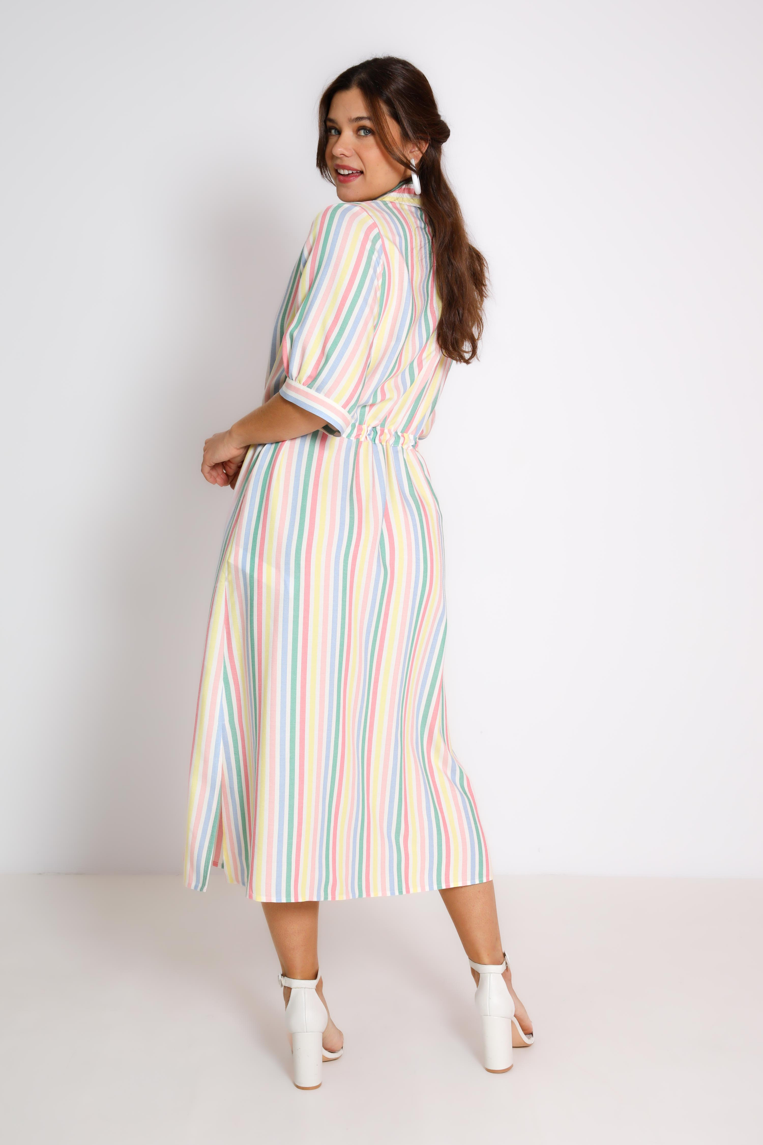 Long striped shirt dress