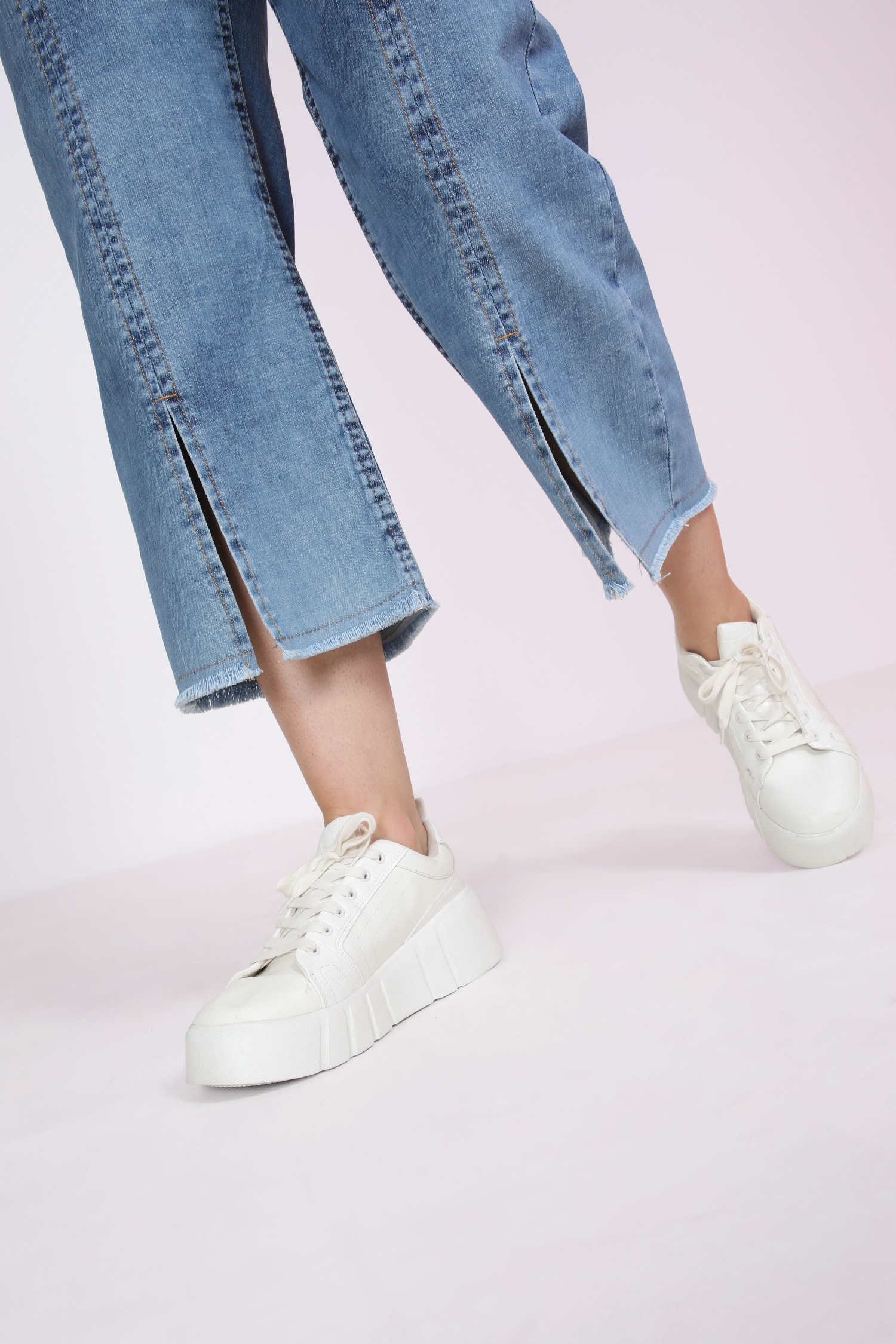 Jeans 7/8 stone avec franges hippie chic