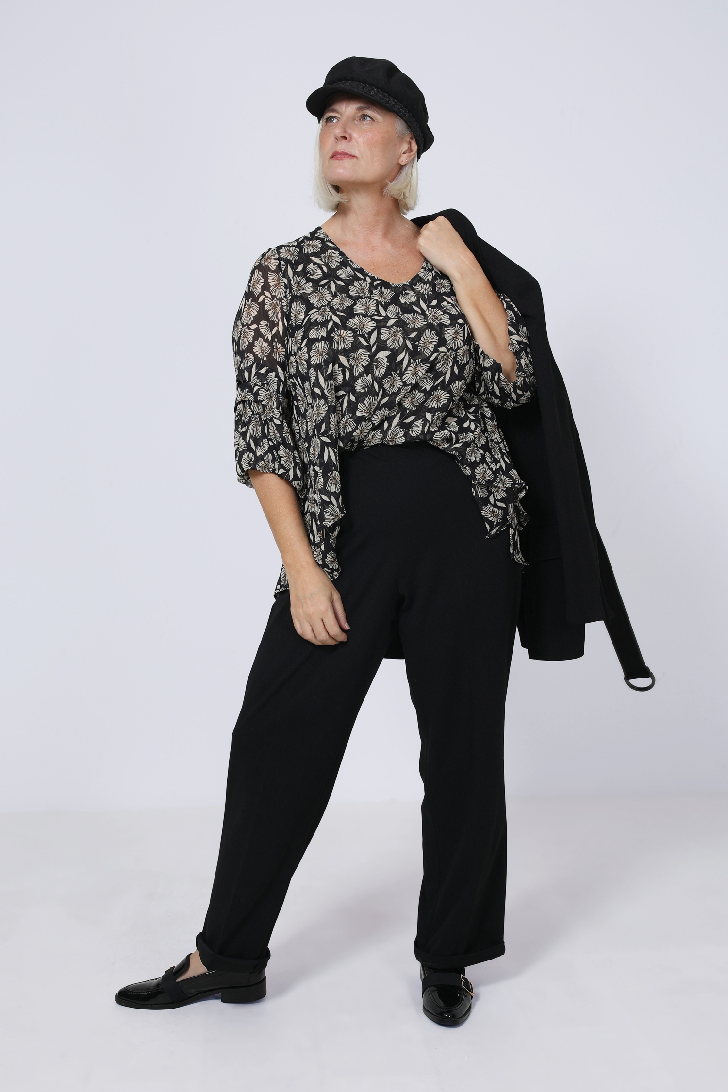 Overlay blouse in printed voile.