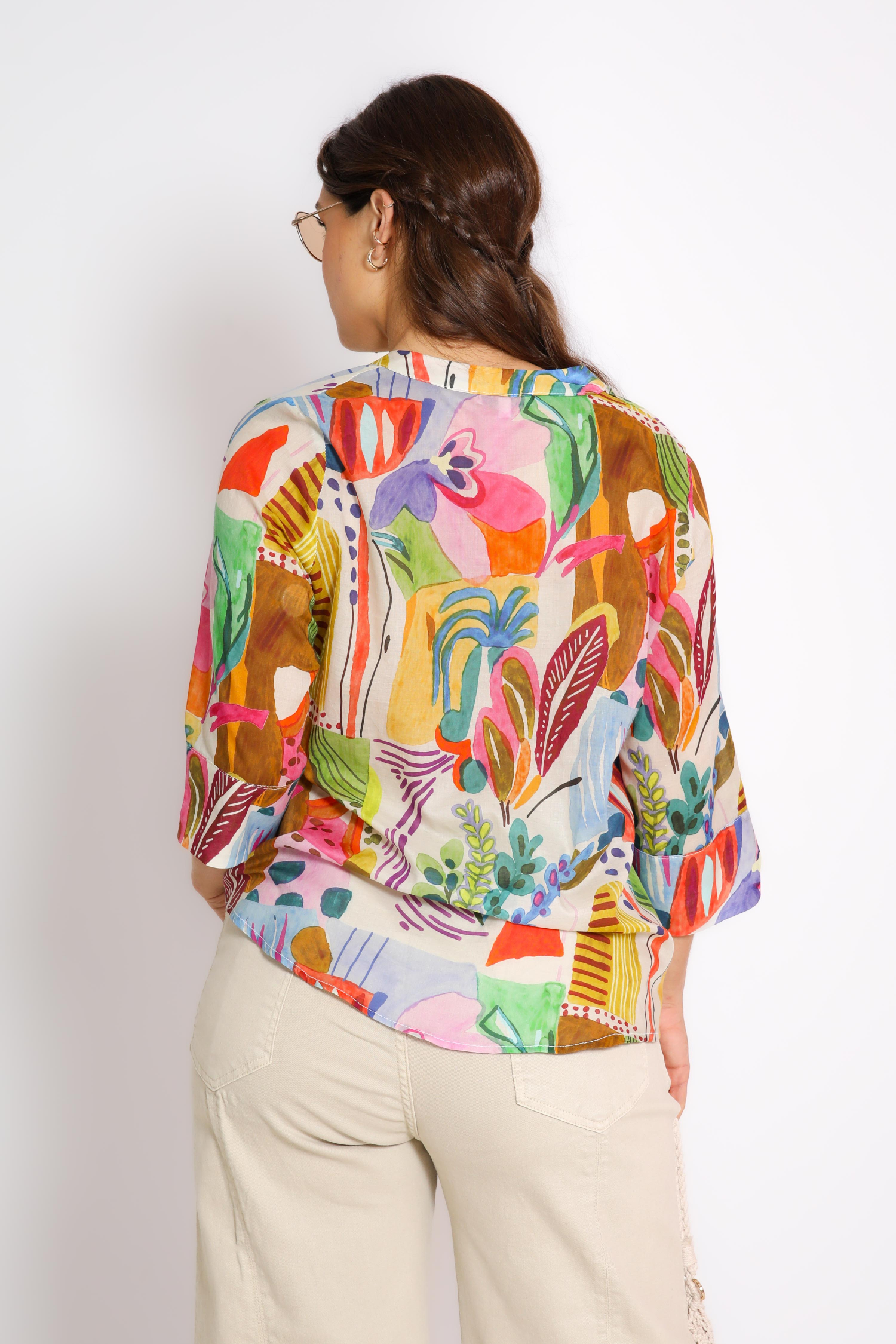 Printed cotton voile blouse