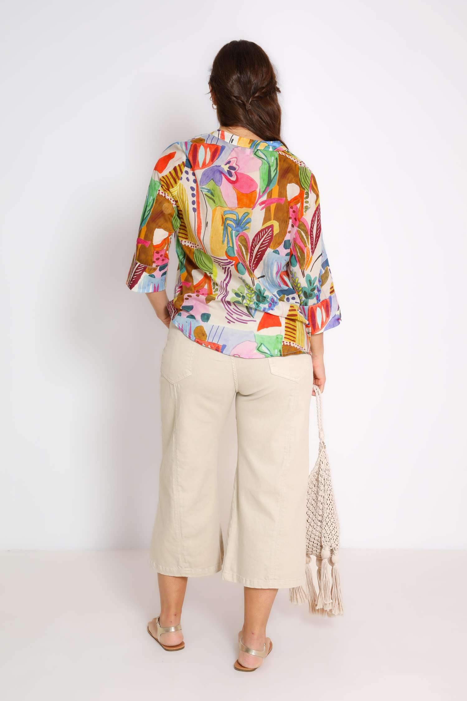 Printed cotton voile blouse