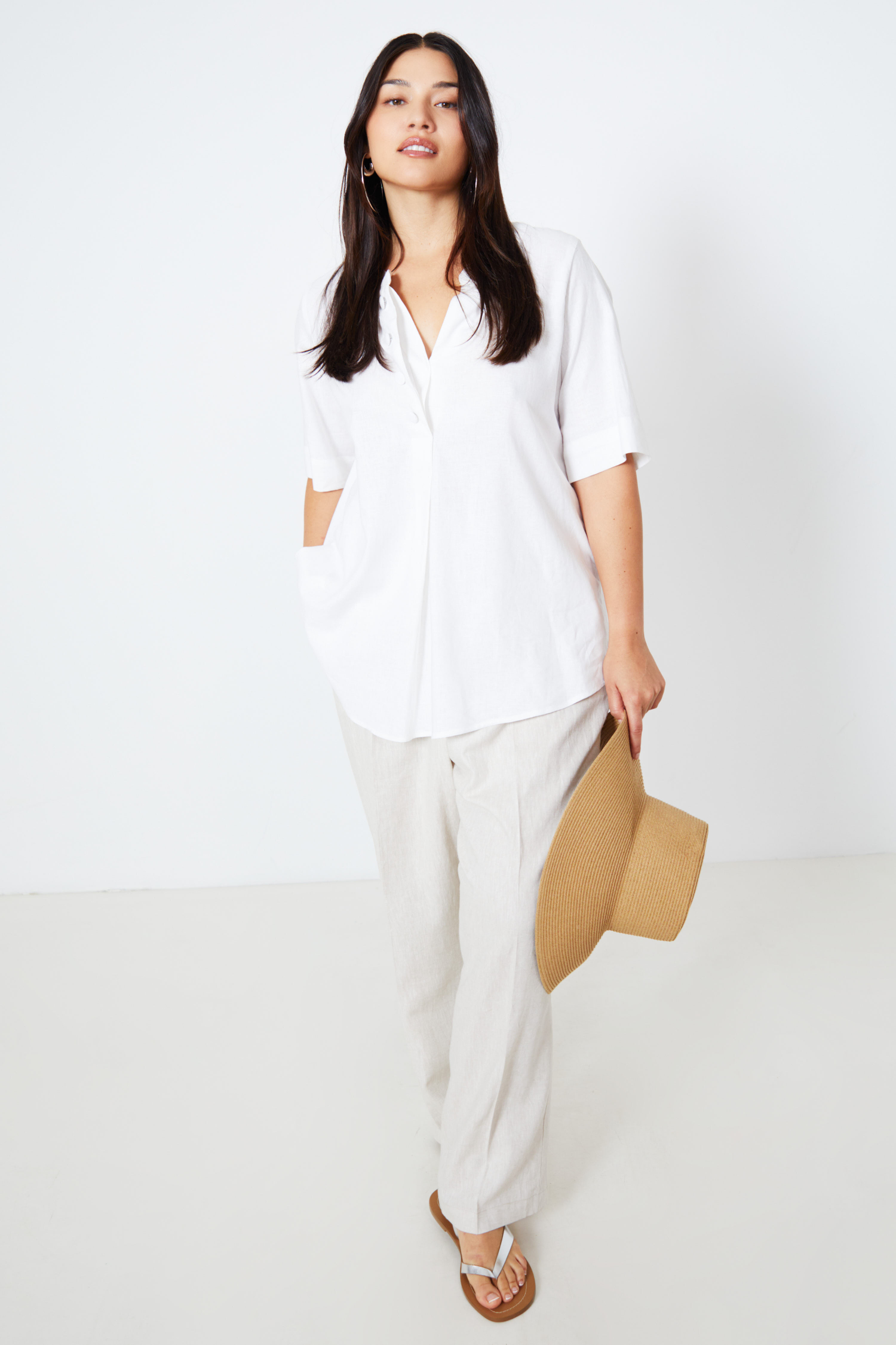 Blouse en lin uni