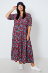 Bohemian style dress in printed viscose
