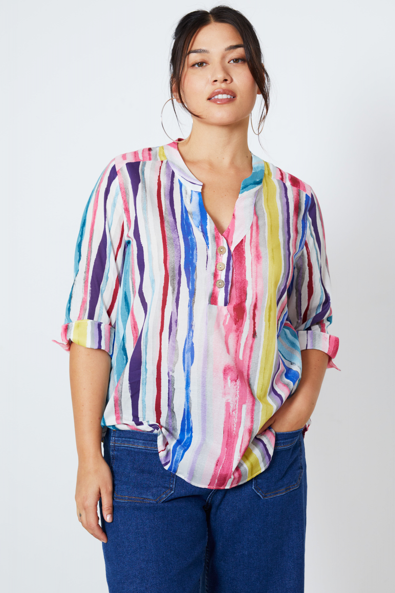 Printed cotton voile blouse