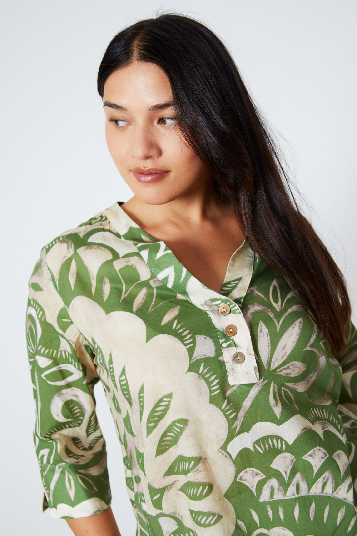 Printed cotton voile blouse