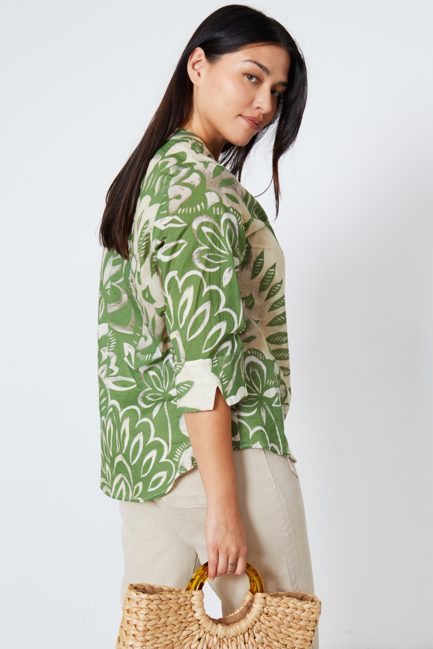 Printed cotton voile blouse