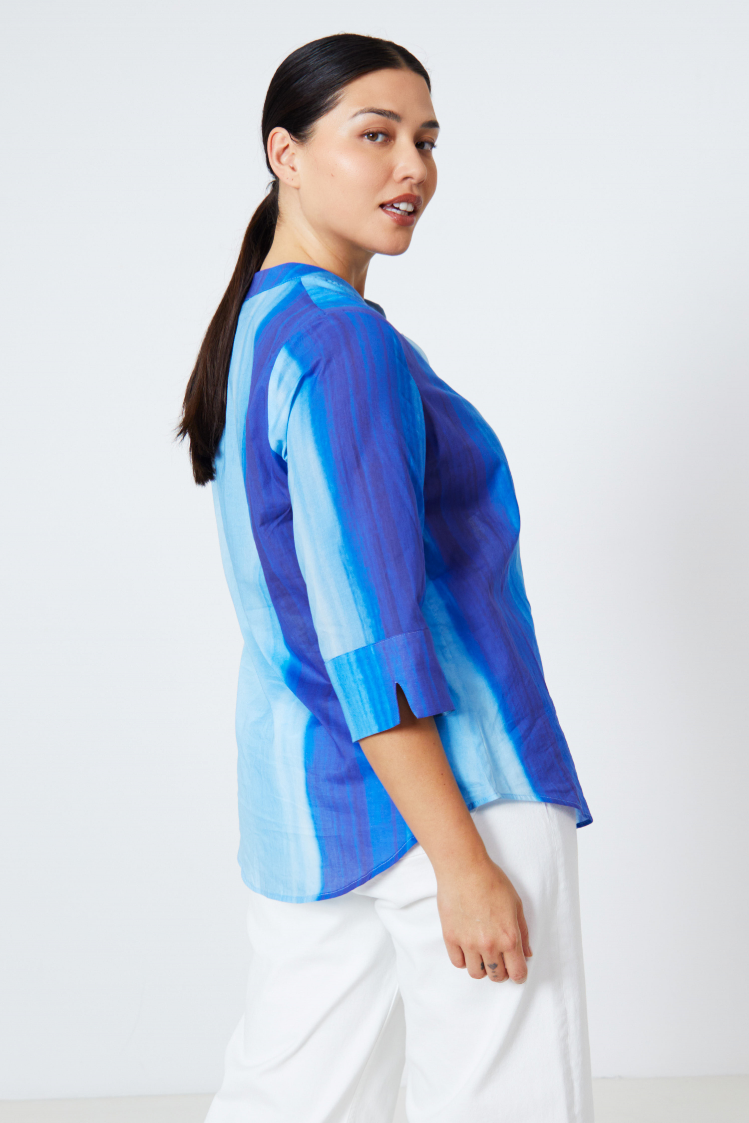 Printed cotton voile blouse