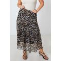 Jupe de style bohème en voile imprimé panthère