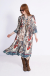 Printed midi dress with bib
