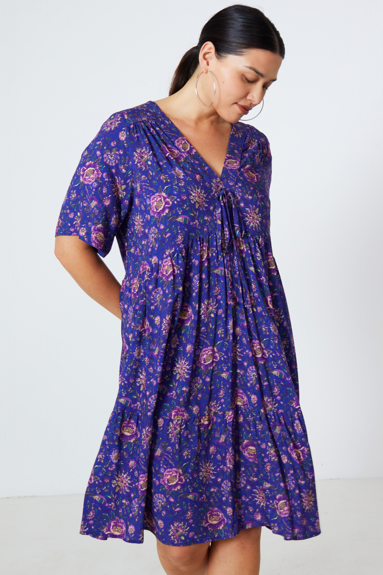 Robe mi-longue imprimée de style bohème