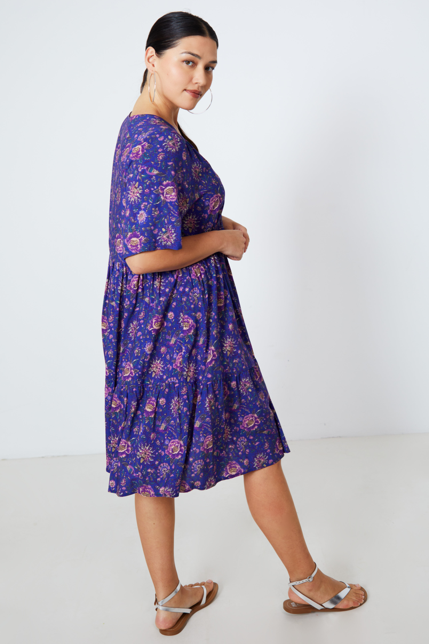 Robe mi-longue imprimée de style bohème