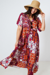 Long dress in printed fibranne