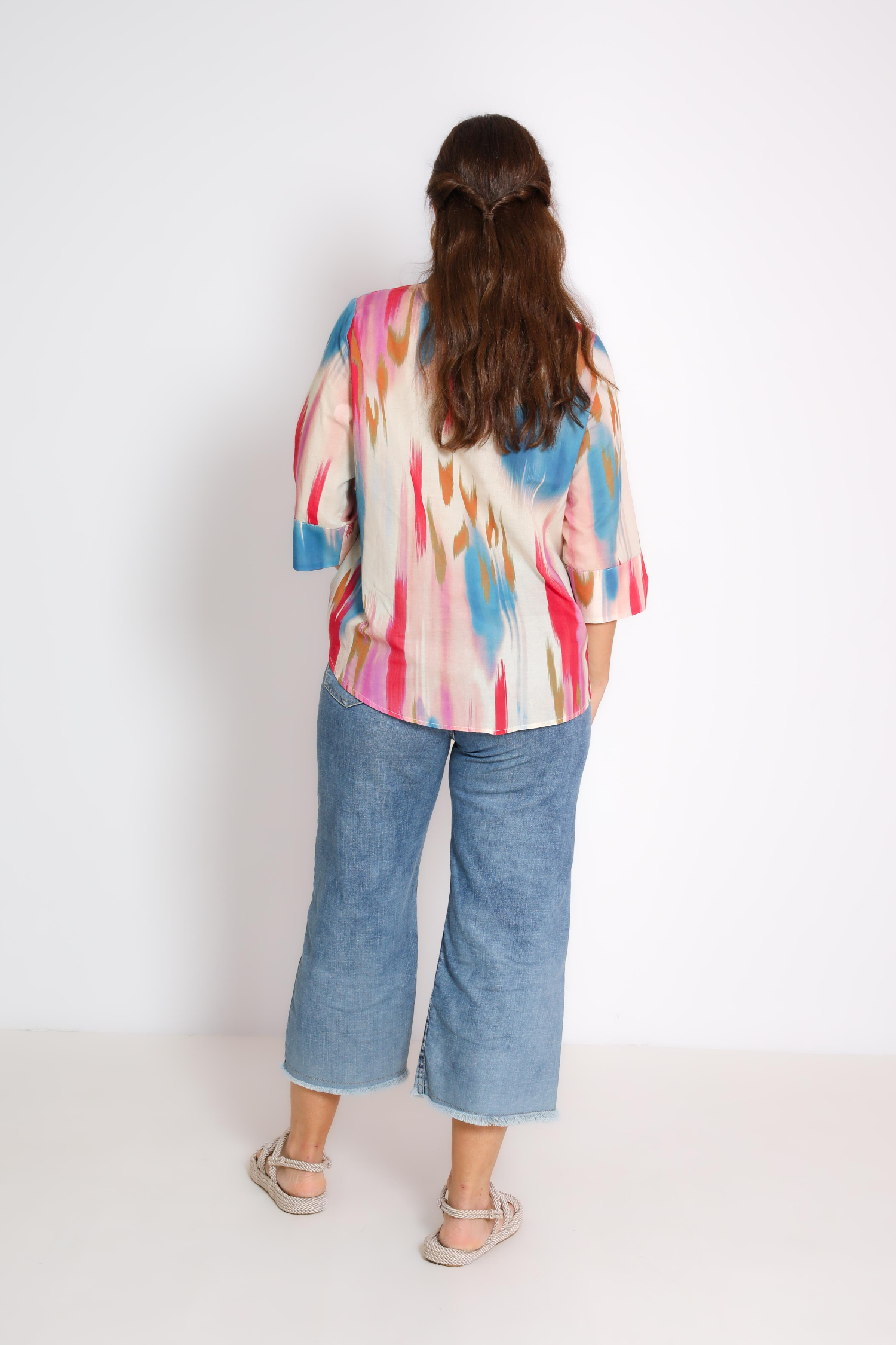 Printed cotton voile blouse