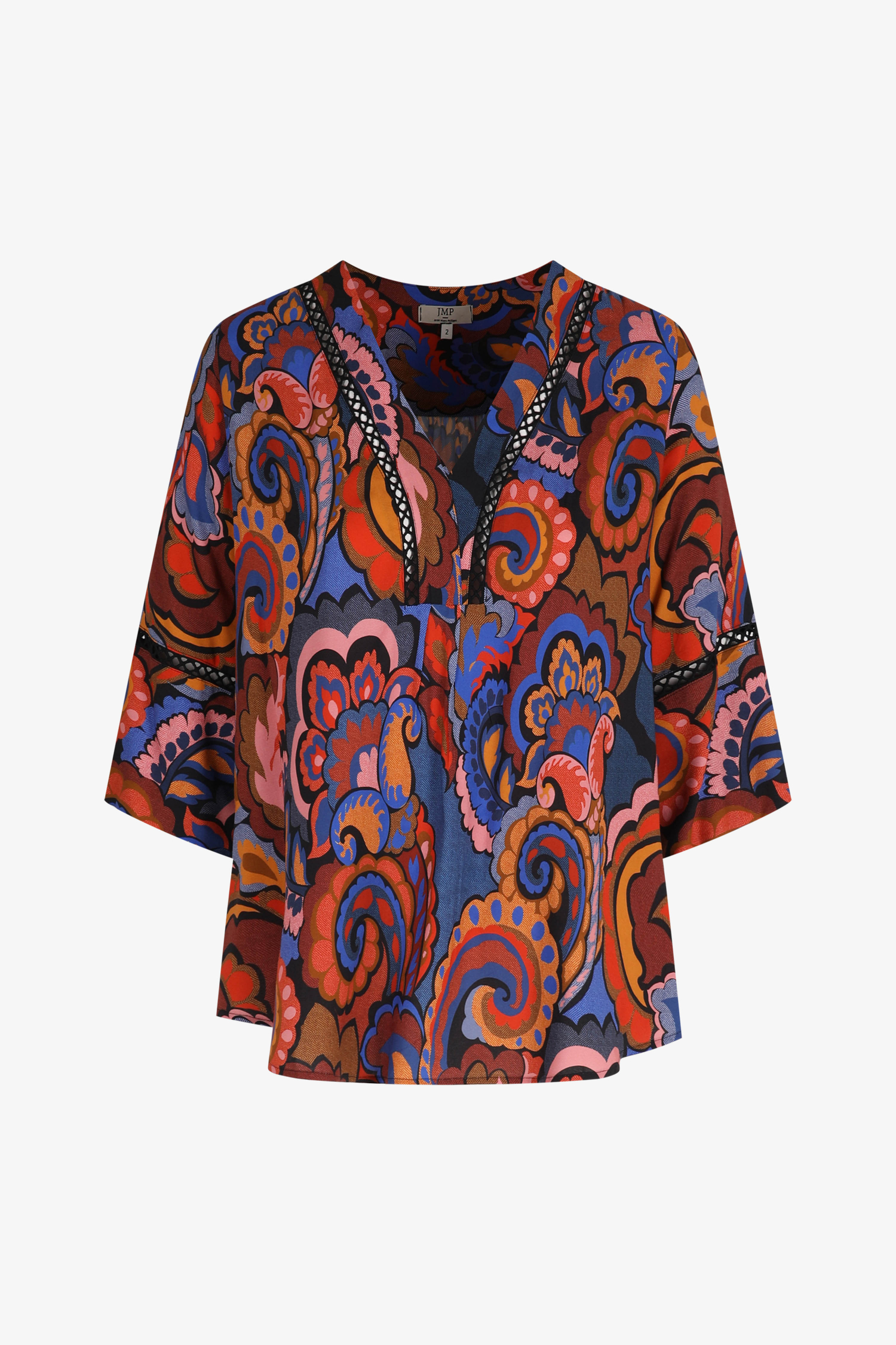 Blouse en imprimé avec galon aux manches