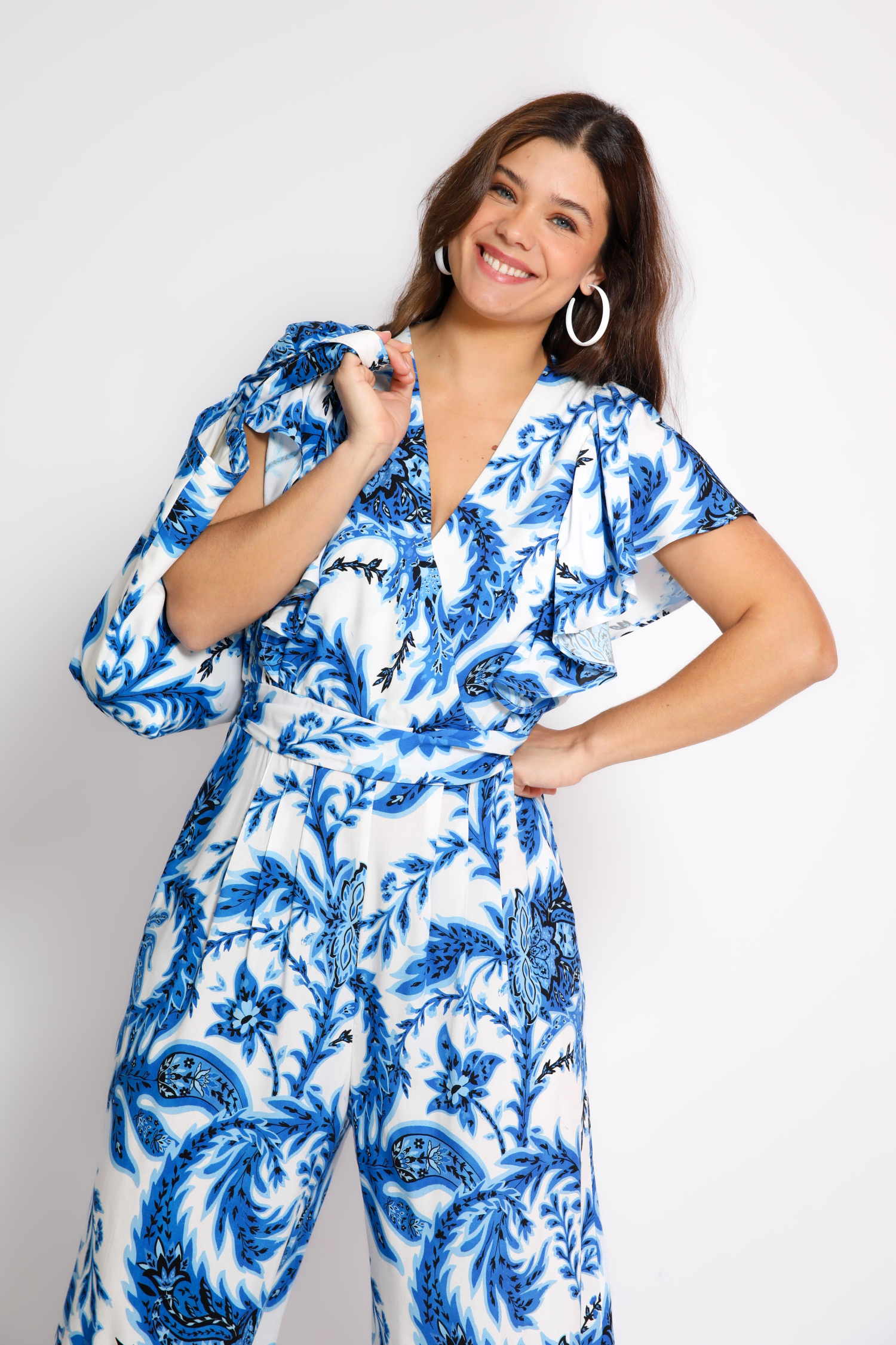 Printed viscose jumpsuit