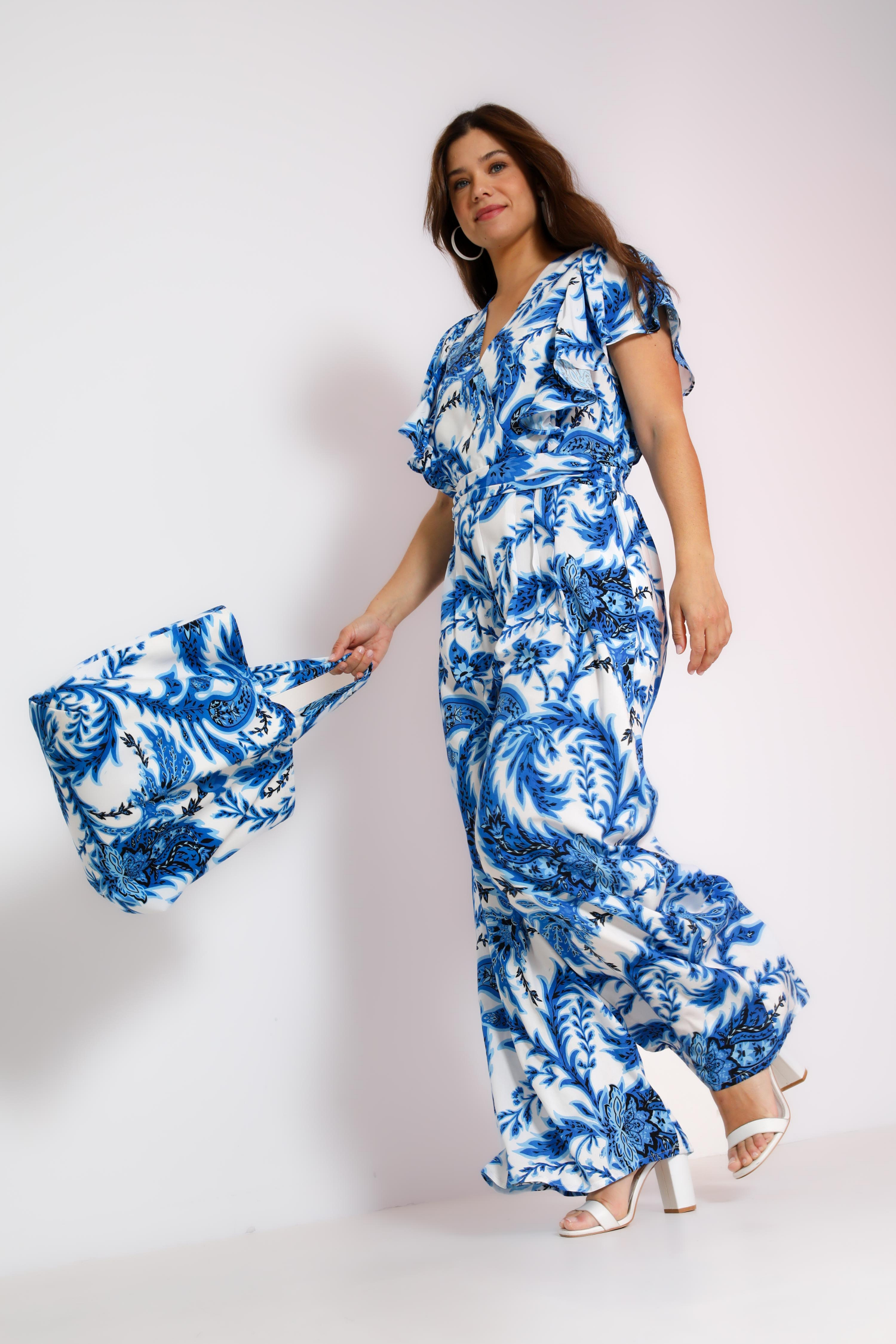 Printed viscose jumpsuit