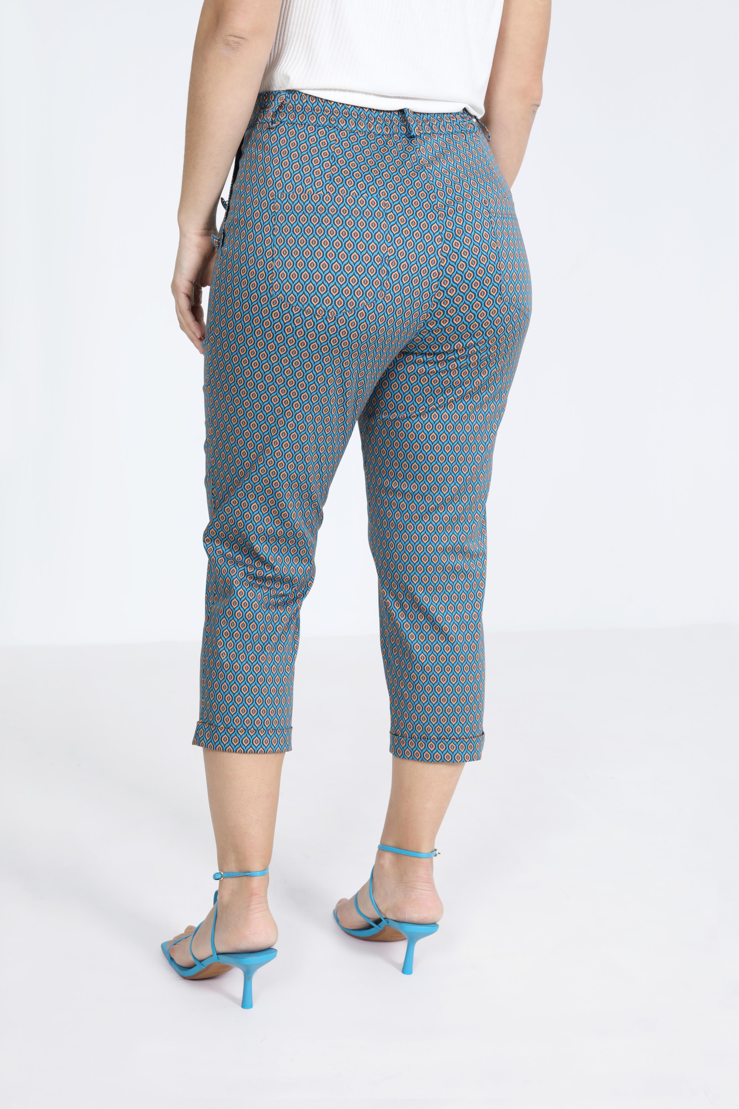 Pantalon 7/8 en coton strech imprimé