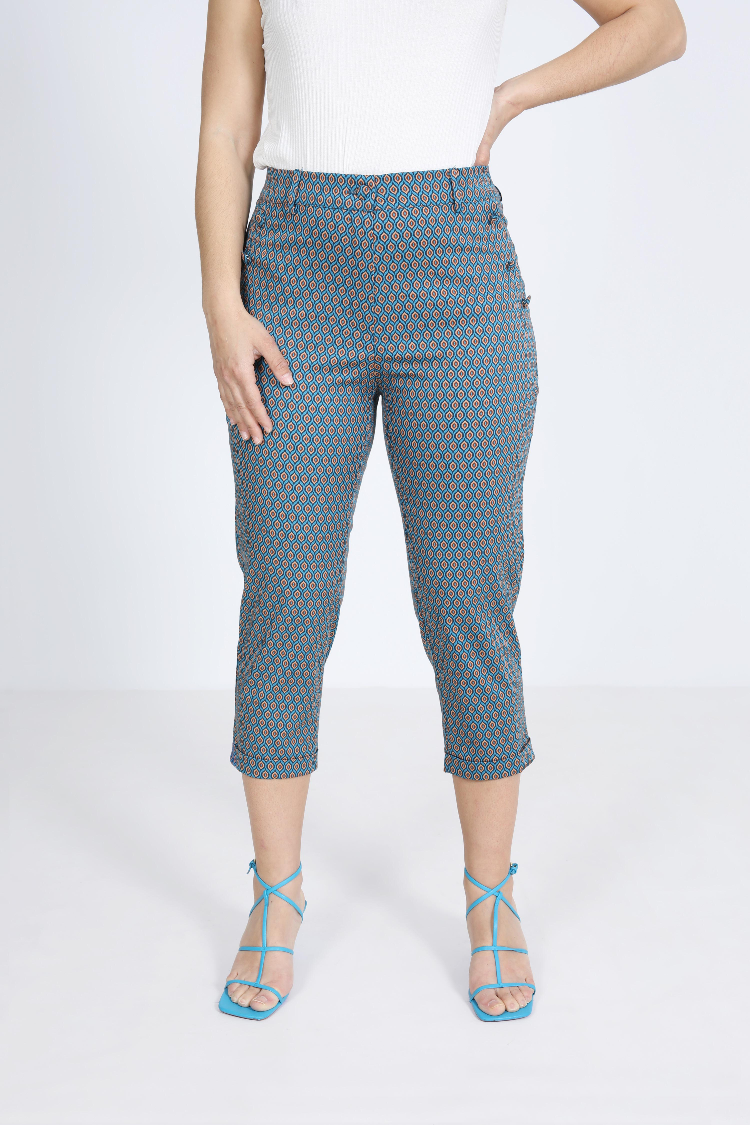 Pantalon 7/8 en coton strech imprimé