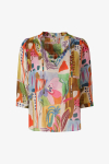 Printed cotton voile blouse