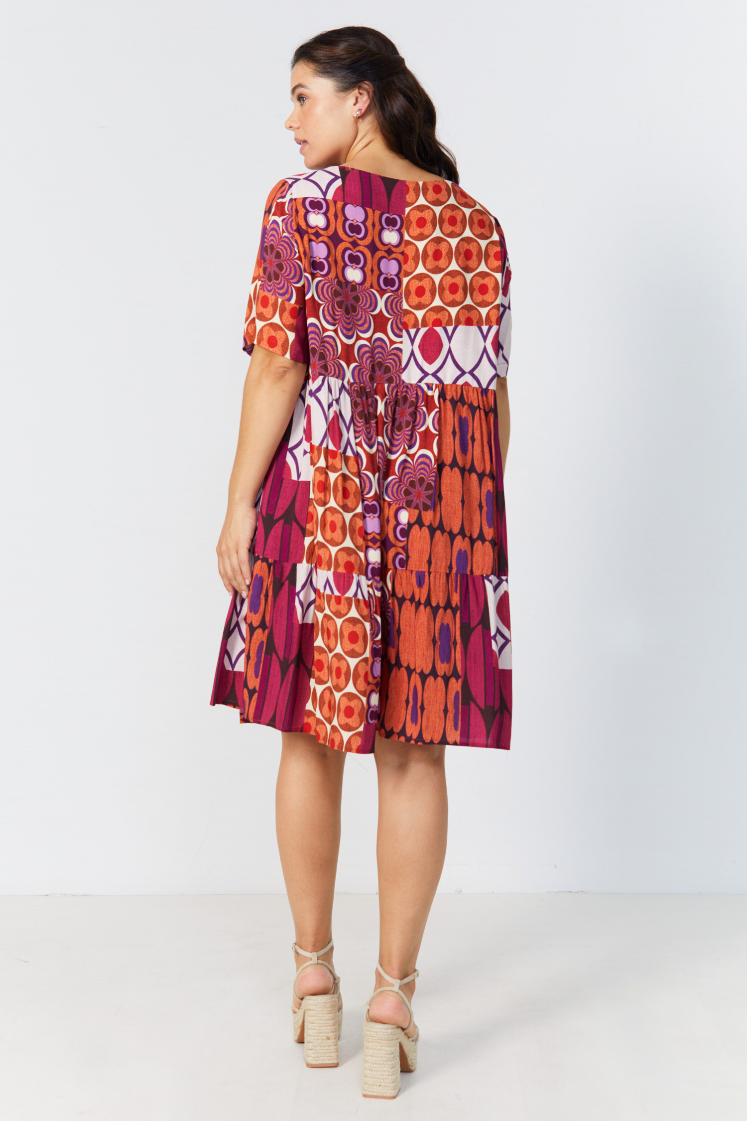 Bohemian-style printed mid-length dress