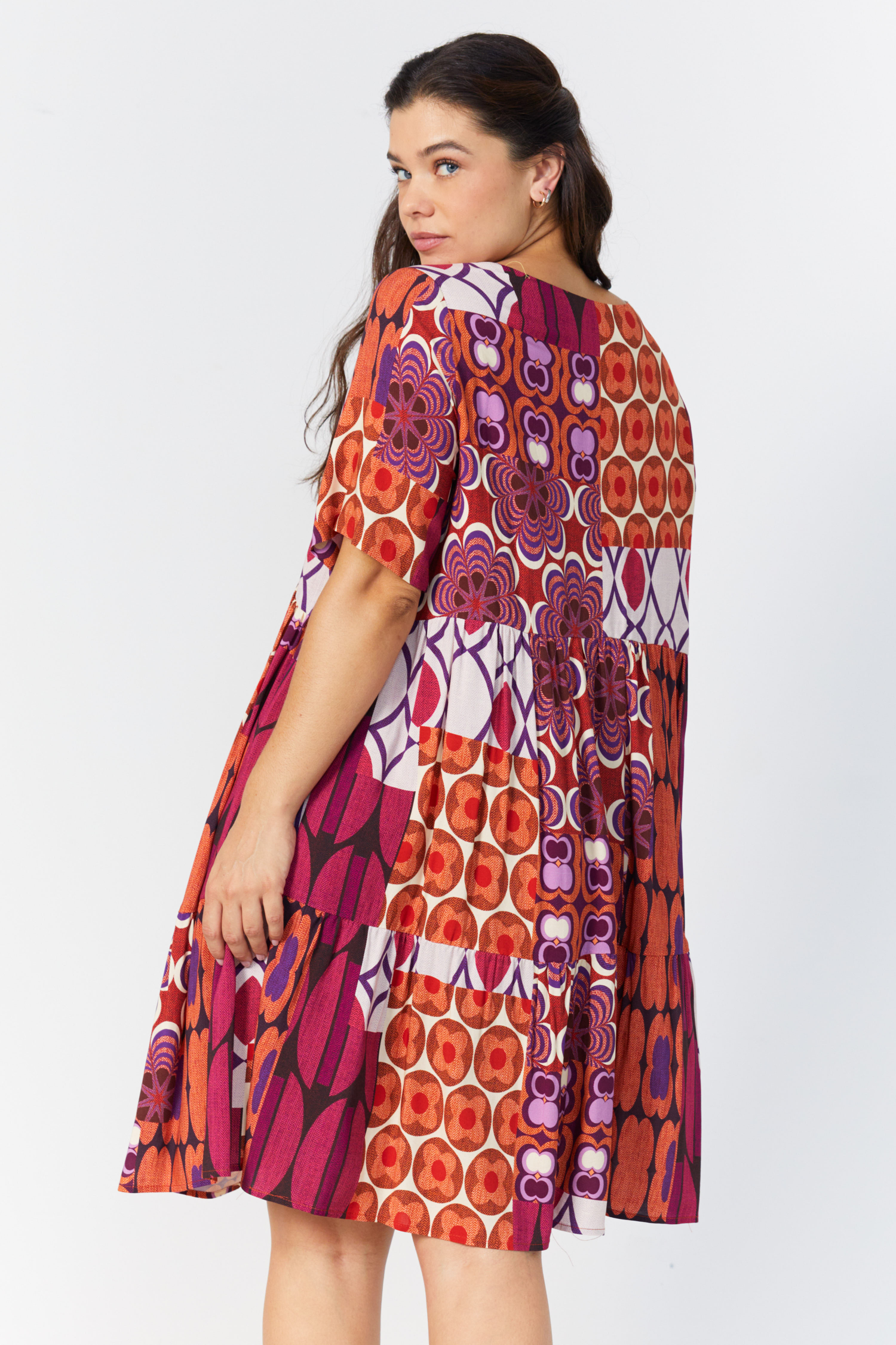 Bohemian-style printed mid-length dress