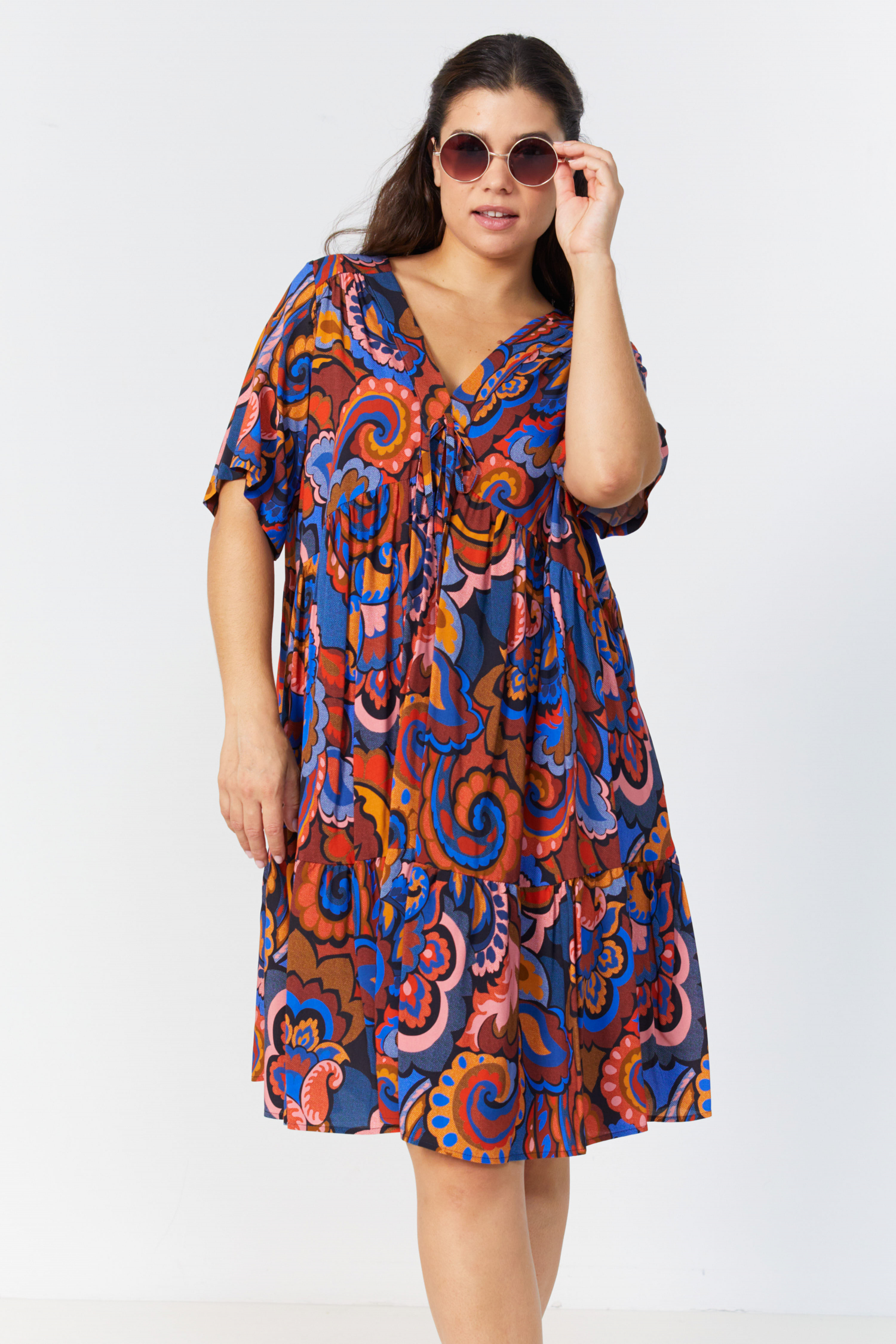 Bohemian-style printed mid-length dress