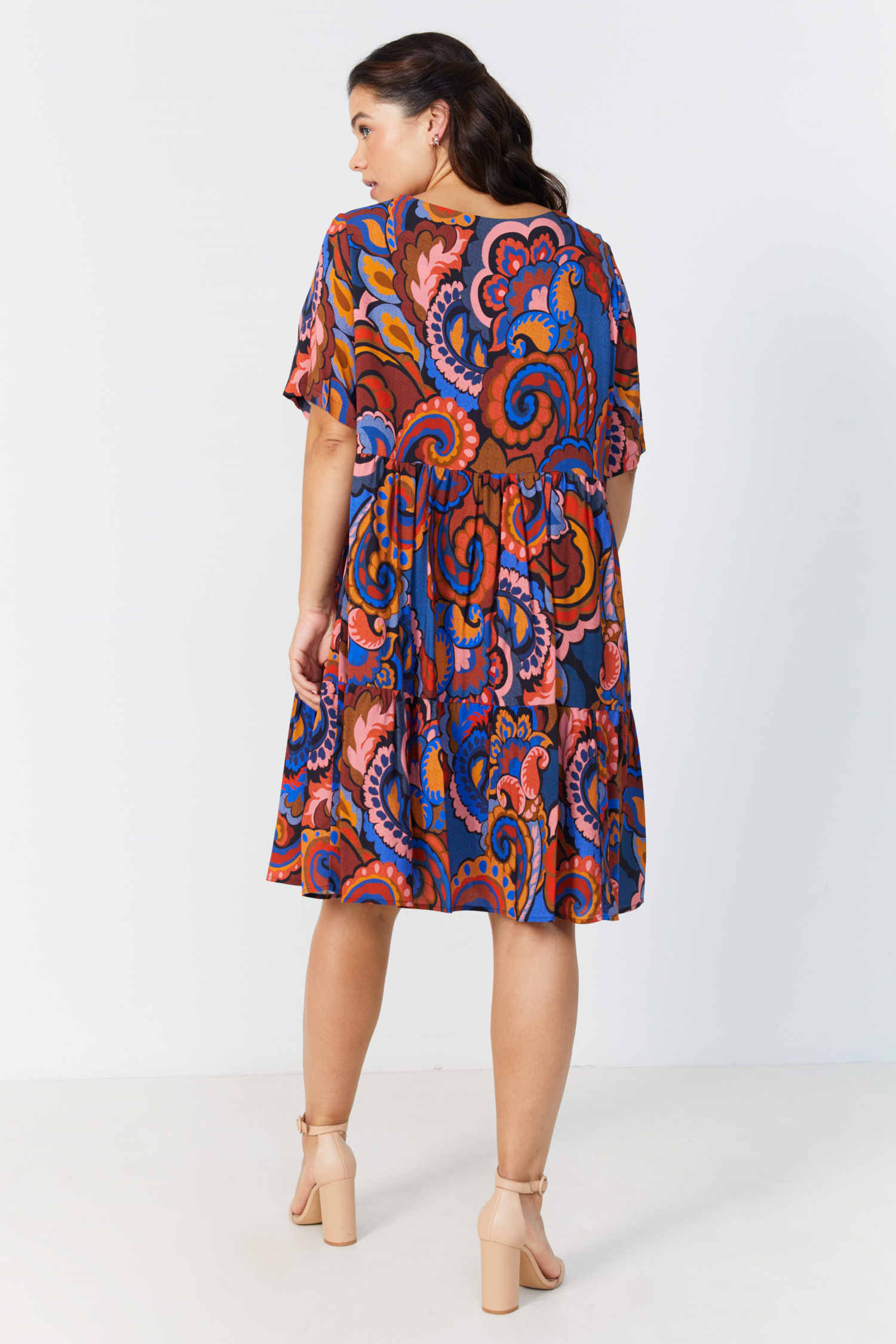 Bohemian-style printed mid-length dress