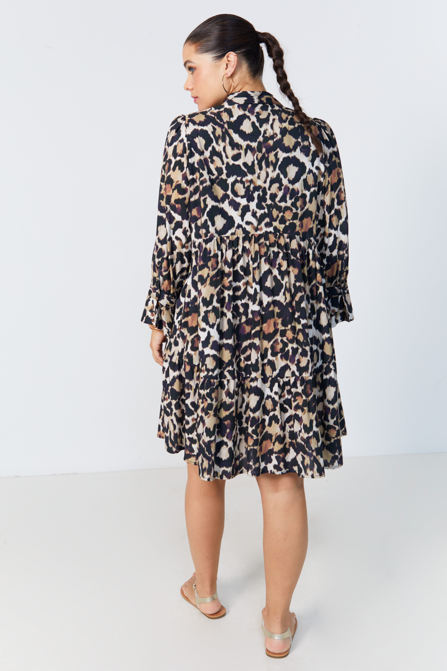 Animal print viscose midi dress