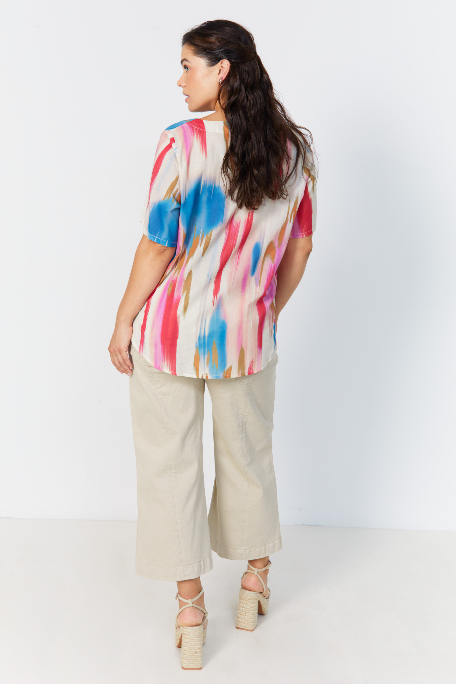 Printed cotton voile blouse